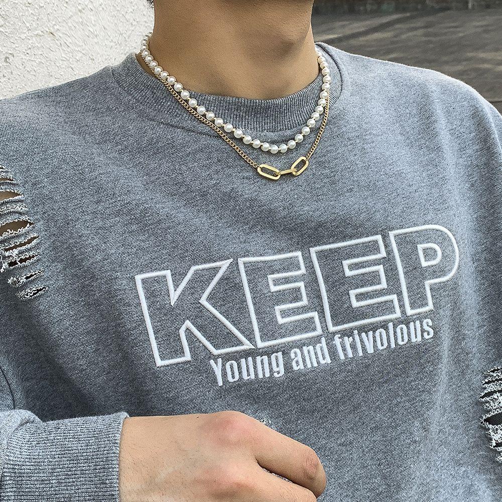 ORIENTLII Vòng cổ Hai Lớp Mặt Hình Học Phong Cách Hip Hop Hàn Quốc Thời Trang Cho Nam