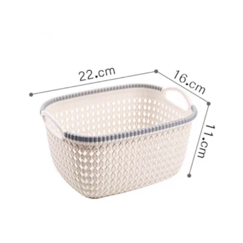 [Kho sỉ]  Rổ nhựa giả mây có quai cầm cỡ nhỏ Việt Nhật 3378-1
