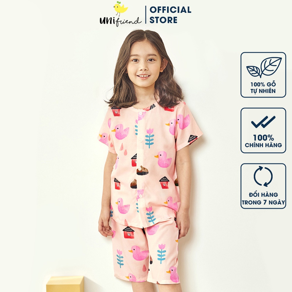 Đồ bộ pijama mặc nhà Viscose Rayon mùa hè cho bé gái Unifriend Hàn Quốc U3041