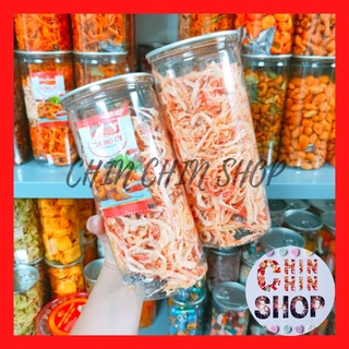 Mực khô hấp nước dừa xé sợi lon 300g, hàng chất lượng, mực mềm dai, thơm ngọt - ĂN VẶT CHIN CHIN.