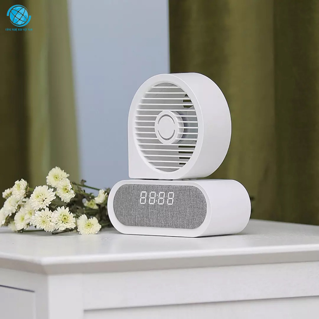 Đế sạc không dầy tích hợp đồng hồ, quạt không dây Xiaomi HL Yue life tích hợp 3 trong 1