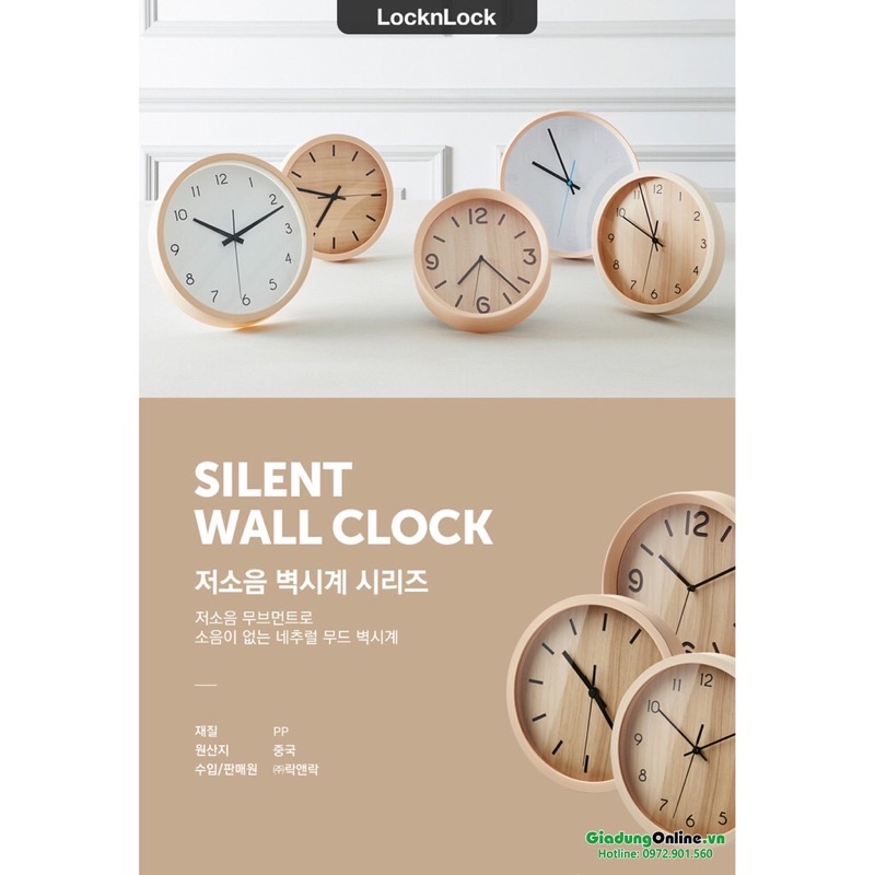 Đồng hồ treo tường kim trôi lock&lock đẹp vân gỗ CLK075 CLK076 CLK077