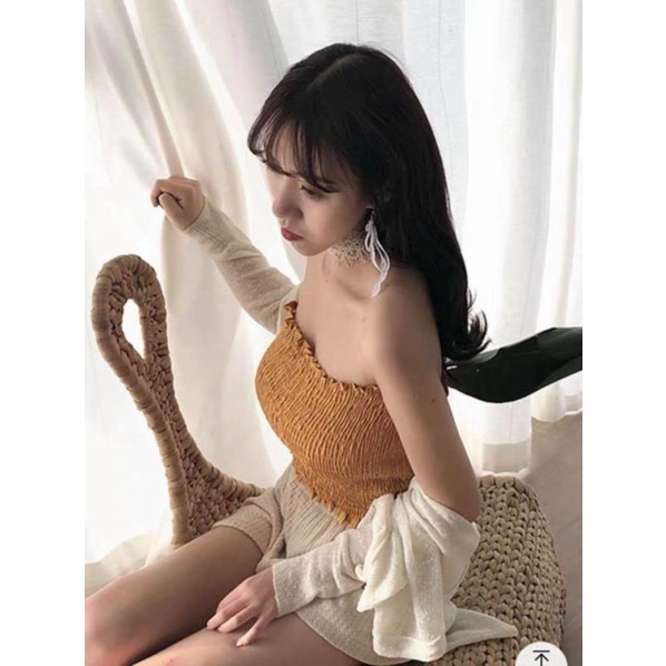 Áo ống nhún siêu cute dễ phối đồ