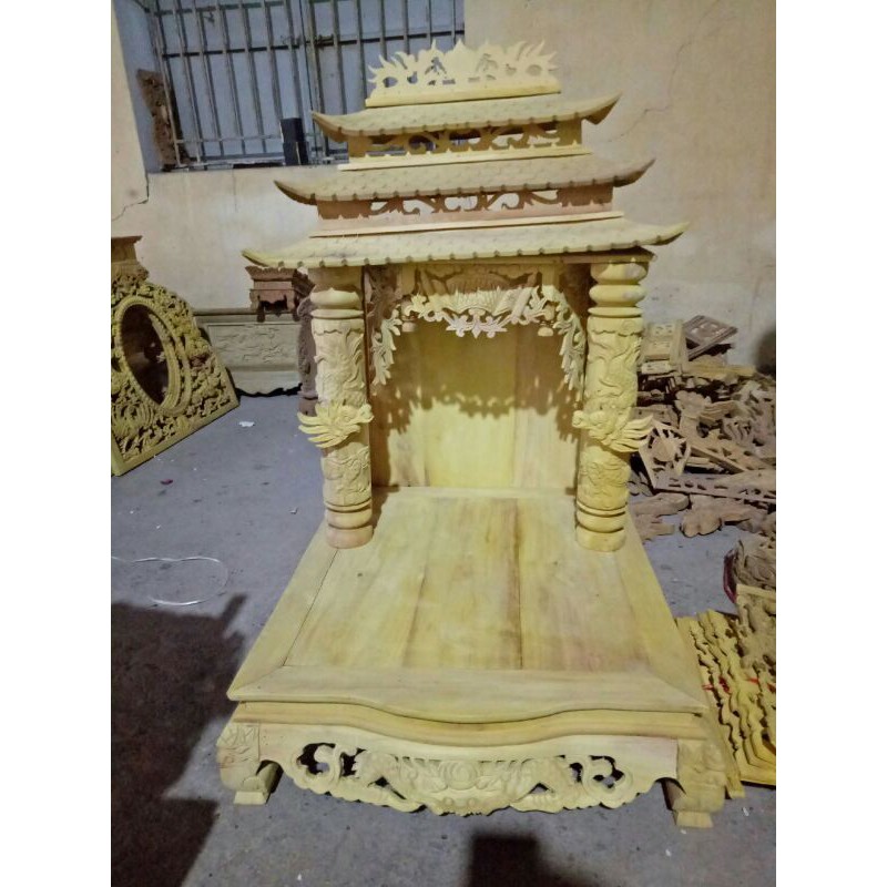 Ban thần tài gỗ mít 61