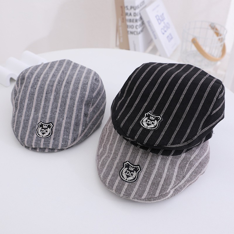 Mũ beret họa tiết sọc phong cách Hàn Quốc thời trang cho bé trai