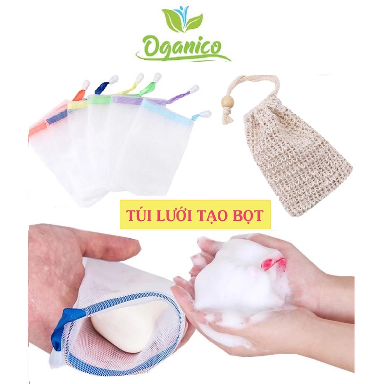 Túi Lưới Đựng Xà Phòng Tạo Bọt Tiện Lợi, Túi Tạo Bọt Có Dây Rút Kích Thước 12x9 ( loại 2 lớp dày dặn)