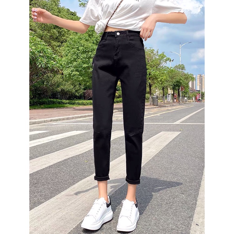 Quần jean nữ quần baggy ống rộng quần bò đen lưng cao tôn dáng NBG_01 style Hàn Quốc