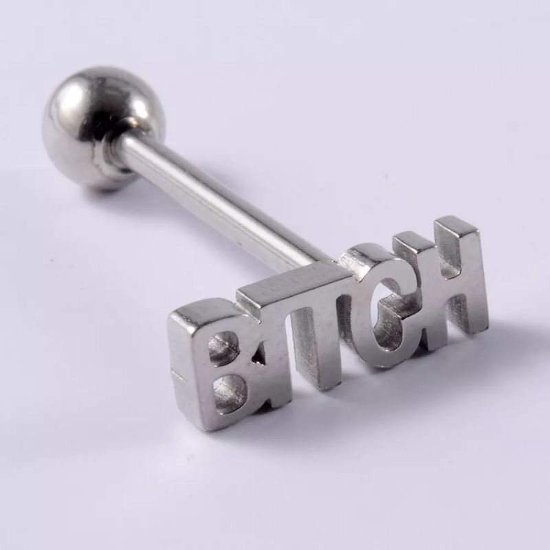 Khuyên Lưỡi Chữ B I T C H - Khuyên thép y tế không gỉ - Khuyên lưỡi cá tính - Khuyên lưỡi cao cấp - Khuyên xỏ lưỡi