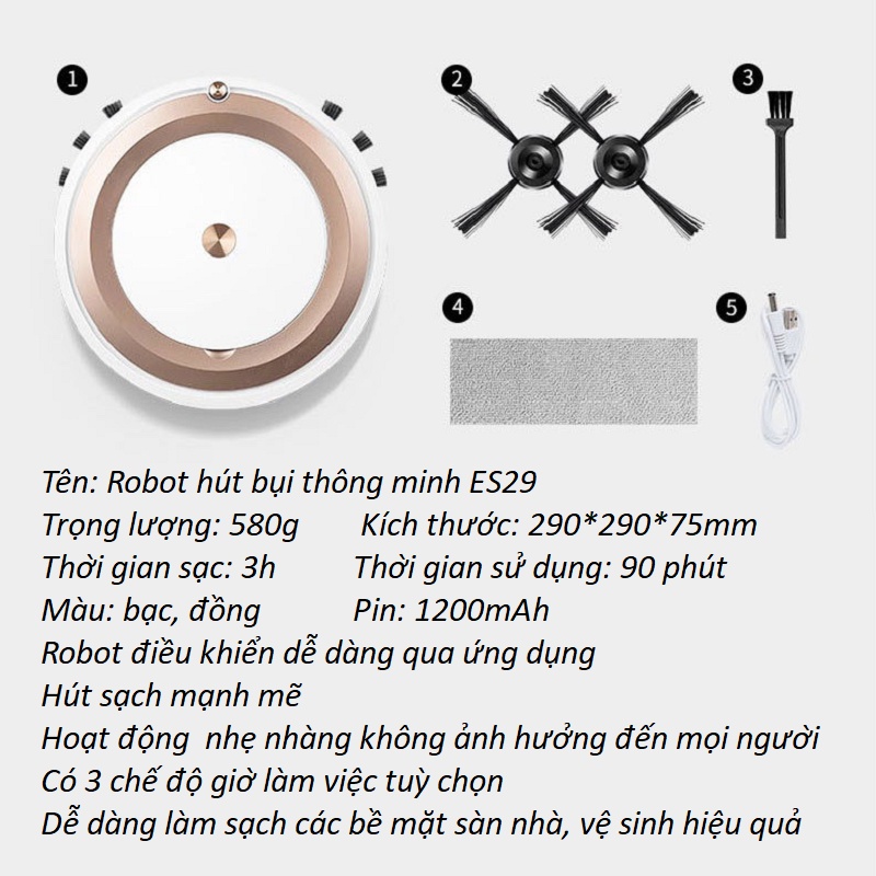 Robot hút bụi lau nhà thông minh dễ dàng điều khiển qua app trên điện thoại sử dụng pin sạc tại khohanggiarevn