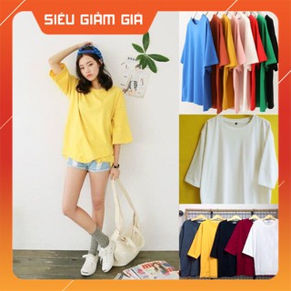 Áo thun tay lỡ trơn 🔥FREESHIP🔥 Áo tay lỡ nam nữ cotton free size dưới 70kg