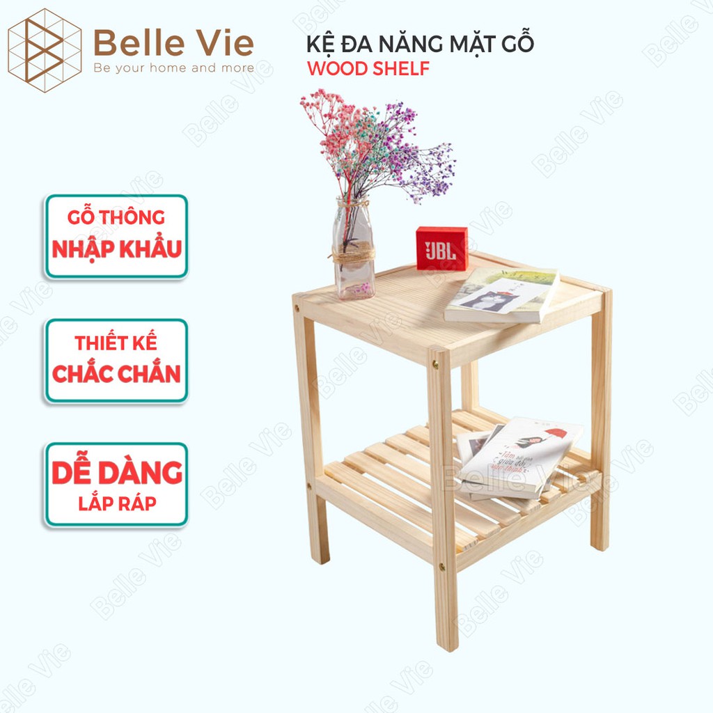Kệ Đầu Giường Khung Gỗ Mặt Gỗ 2 Tầng  BELLEVIE  Kệ Gỗ Tab Đầu Giường Mặt Gỗ Phong Cách Hàn Quốc | BigBuy360 - bigbuy360.vn
