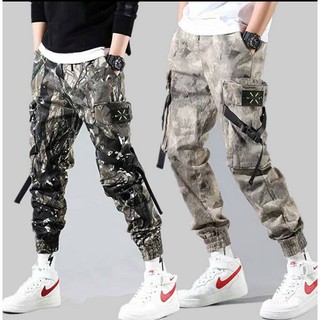 Quần dài camo thời trang phối túi phong cách đường phố cho nam