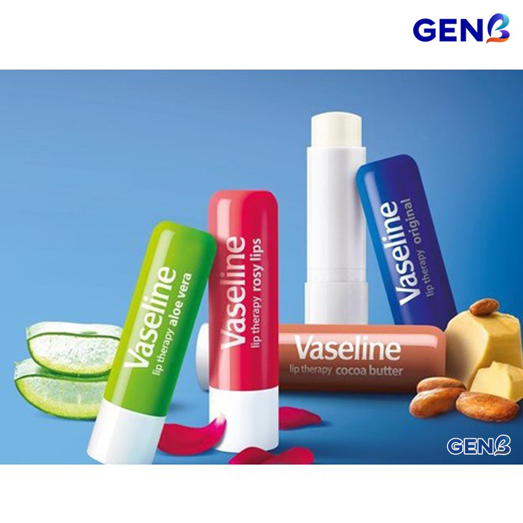 Son Dưỡng Môi Vaseline CHÍNH HÃNG Dạng Thỏi Ordinary/ Ca Cao/ Hồng/ Nha Đam Không Màu Lót Son Lì Trang Điểm Mỹ Phẩm GENB