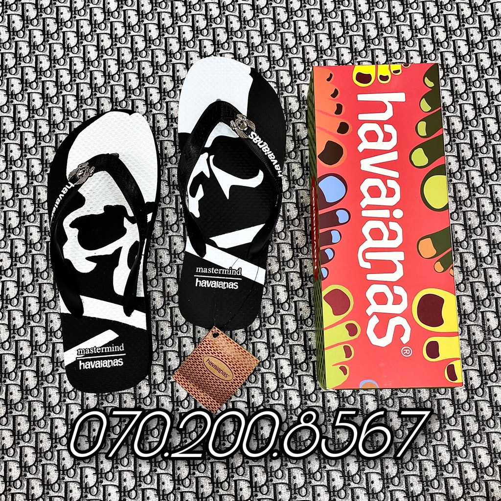 Dép xỏ ngón nam Havaianas hoạ tiết Skull HotHit, thời trang cá tính đi biển chống trơn trượt.