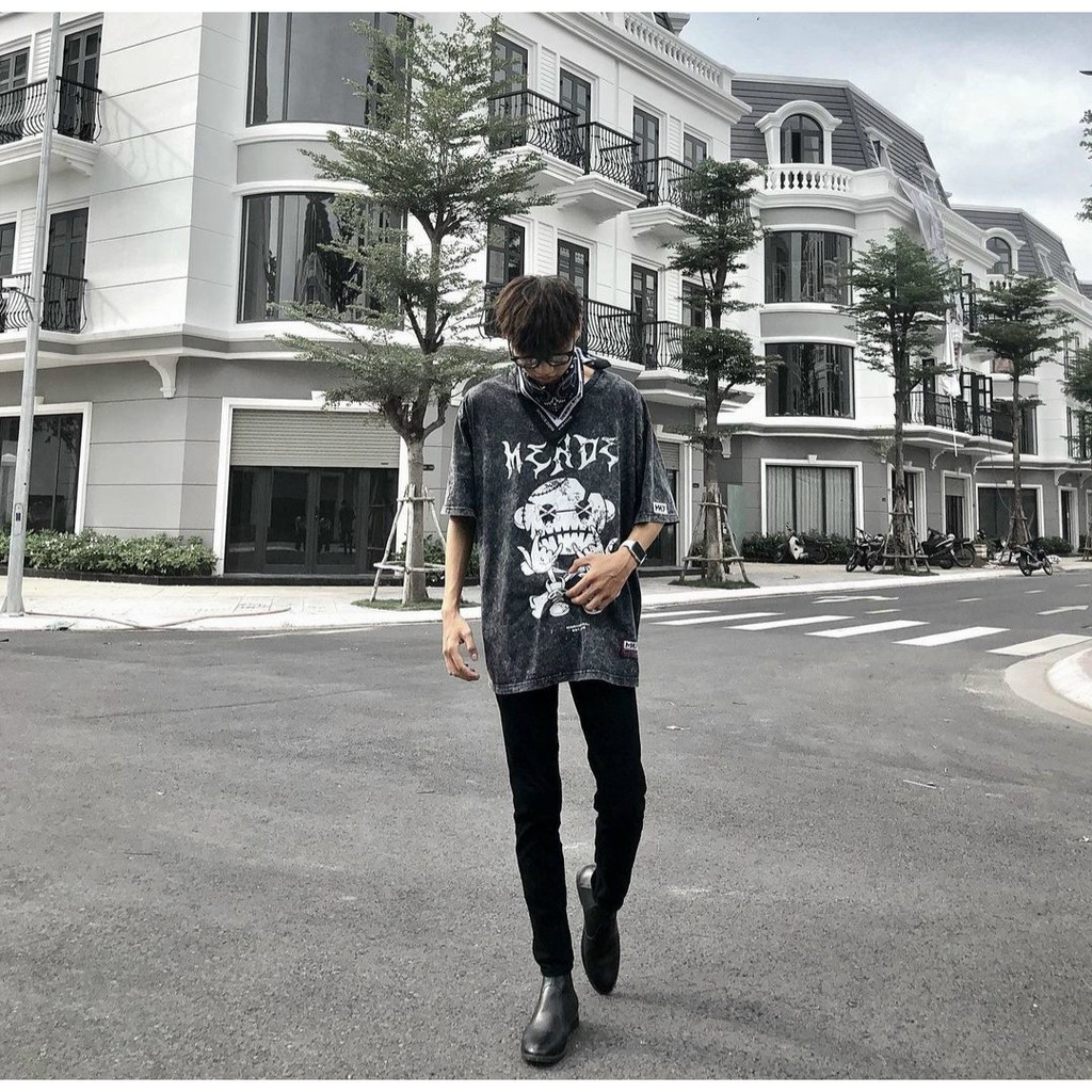 Áo Thun Loang Ngắn Tay Men De ❤ Áo Phông Tay Lỡ Loang Xám Nam Nữ MND129