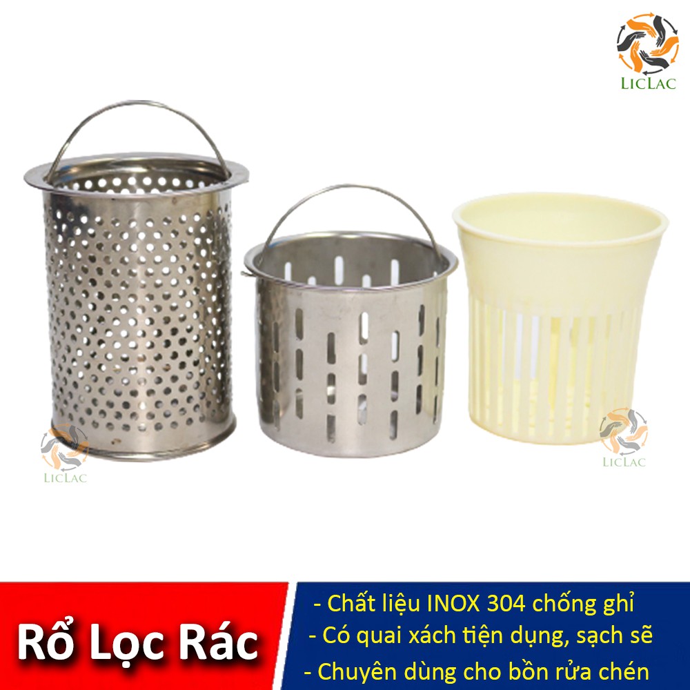 Rổ Lọc Rác INOX 304 Cao Cấp chuyên dùng cho bồn rửa chén có quai tiện dụng dễ dàng vệ sinh sạch sẽ - LICLAC