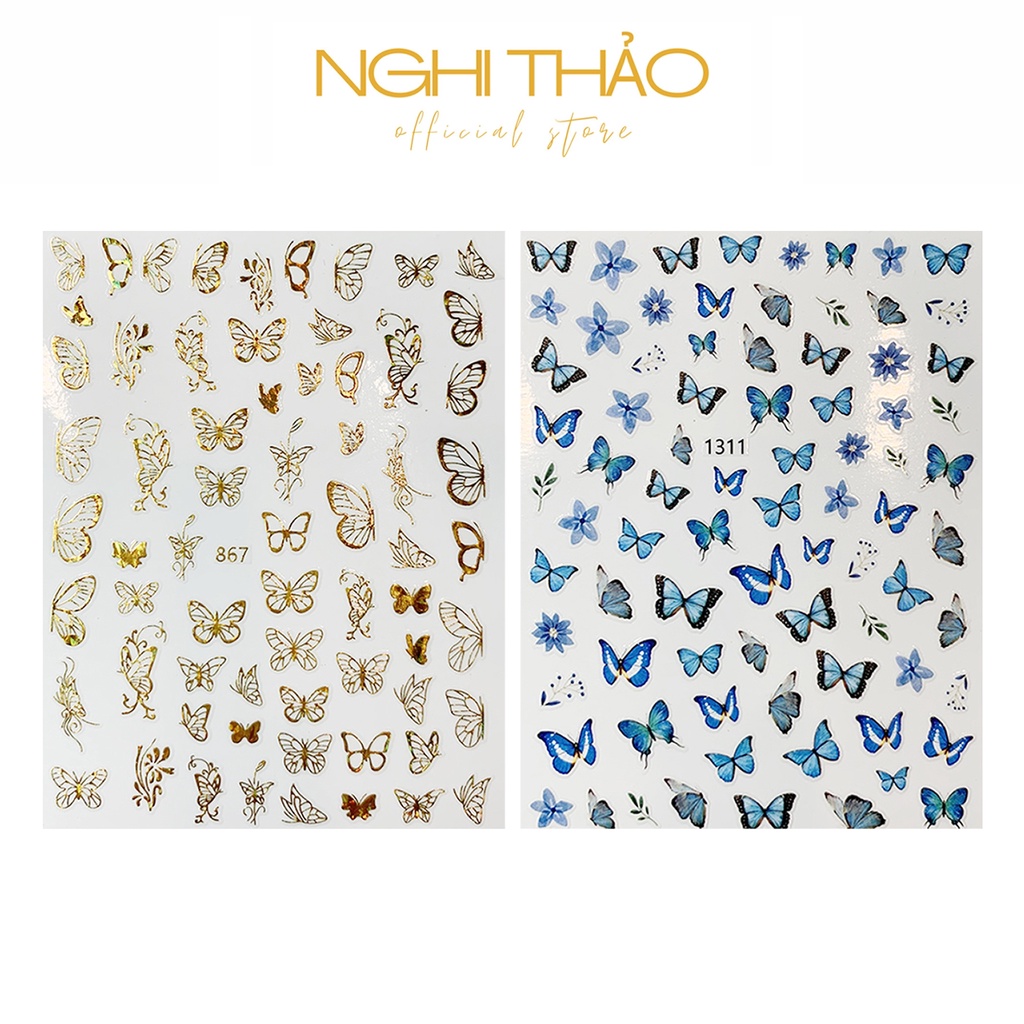 Sticker nail bướm NGHI THẢO trang trí móng