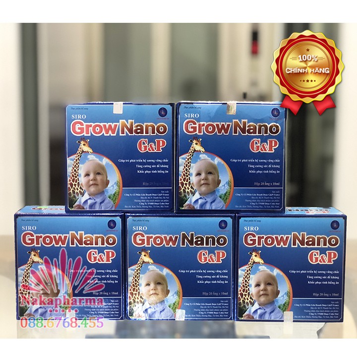 Siro Canxi Nano Gold mẫu mới - Grow Nano G&amp;P – Giúp ăn ngon, tiêu hóa khỏe, phát triển chiều cao, tăng hấp thu