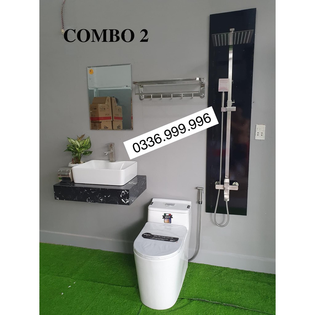 Combo thiết bị vệ sinh 11 Món Bảo hành men 10 năm Sen vòi SUS 304