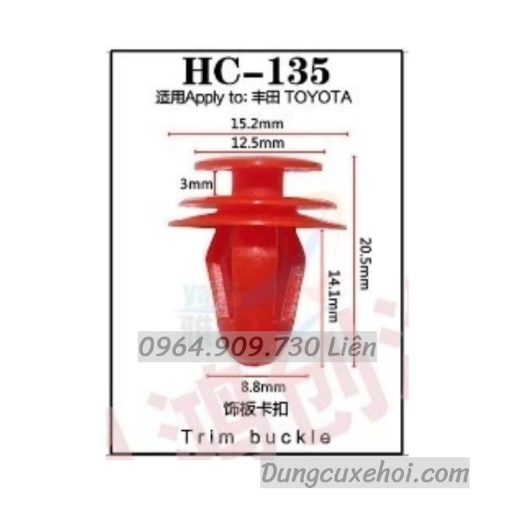 Bộ 20 đinh tán, chốt vít nở vit Nhựa Loại 1 cho xe hơi ô tô toyota Nhựa Nylon Polyme AHC135