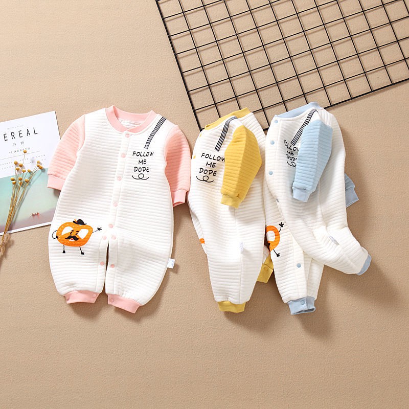 Body dài liền thân trần bông, bodysuit dài tay cho bé trai và bé gái sơ sinh từ 3-13kg