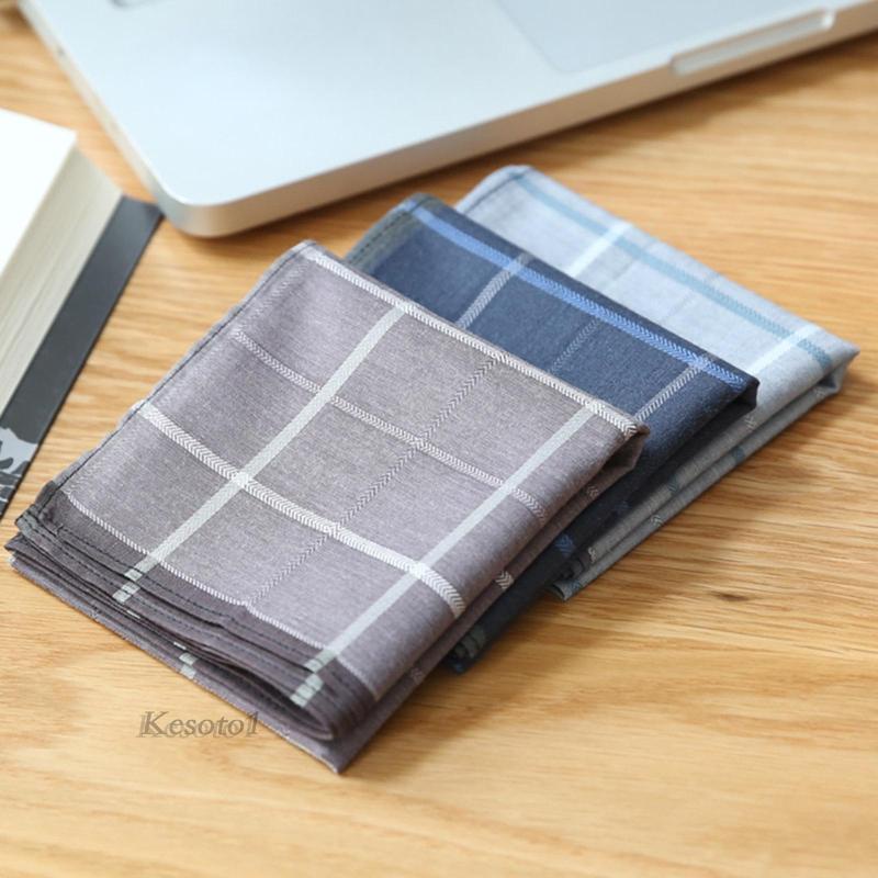 Set 3 Khăn Tay Kẻ Sọc Mềm Mại Làm Quà Tặng Cho Cha / Đám Cưới