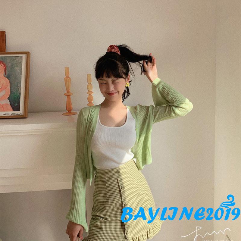 Áo khoác cardigan dệt kim tay dài cổ chữ V màu sắc thời trang trẻ trung năng động cho nữ