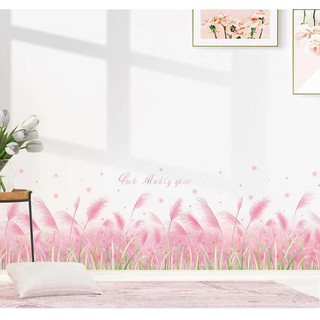 Decal Chân Tường Bông Lau Hồng