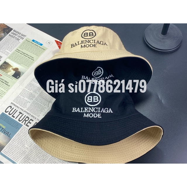 mũ bucket 2 lớp 2 mặt - nón vành thêu baleca nặng động unisex thời trang