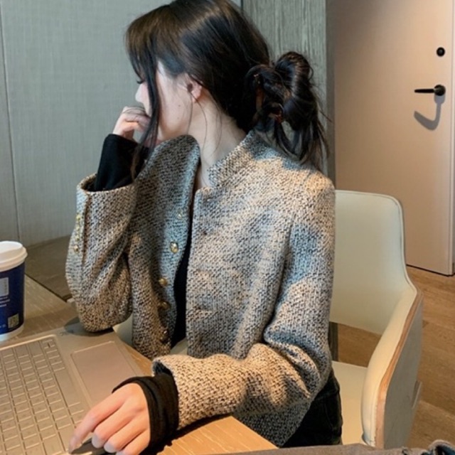 ÁO KHOÁC DẠ TWEED CỔ TRỤ MÙA ĐÔNG SANG TRỌNG THANH LỊCH