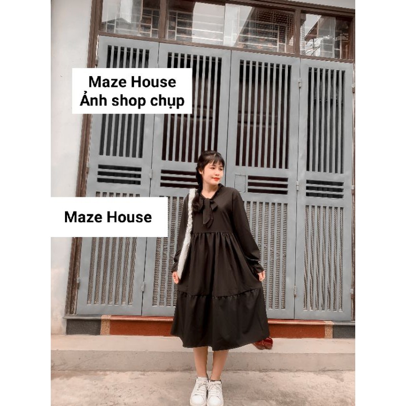 Váy babydoll nơ ngực 💖Freeship💖 Đầm babydoll nữ tay bồng dáng suông, tiểu thư - Maze House | BigBuy360 - bigbuy360.vn