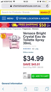 Nước hoa nữ Versace Bright Crystal 30ml