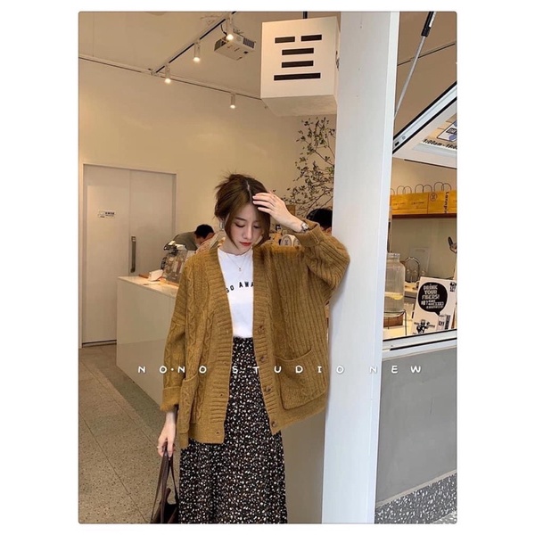 Áo khoác len cardigan quảng châu hai túi vintage siêu đẹp
