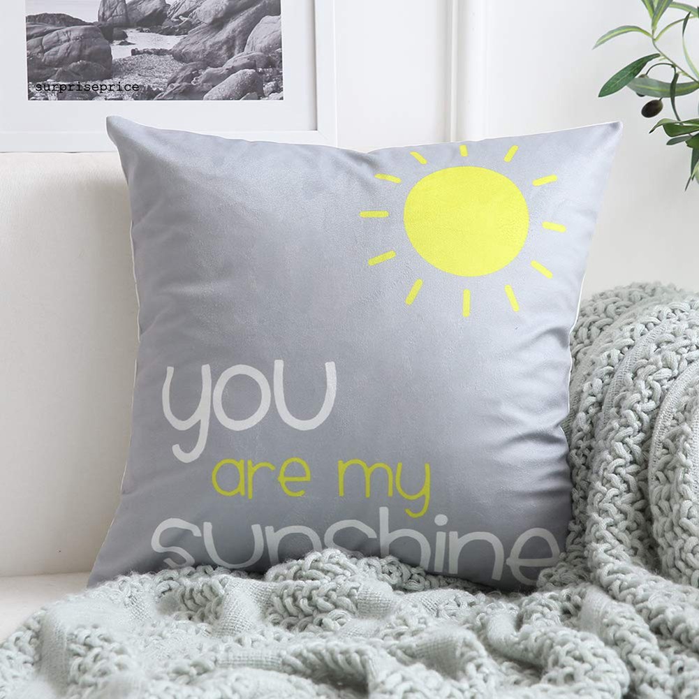 Áo gối in họa tiết hoa hướng dương / chữ Happy / Sunshine đẹp mắt dùng trang trí nhà / văn phòng / khách sạn