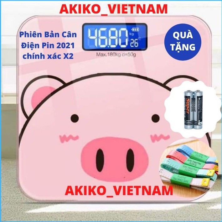 Cân Điện Tử PIN AA ❤FREESHIP ❤ Hình Heo Hồng Cực Xinh - Cân điện tử pin sức khỏe , Độ Chính X2