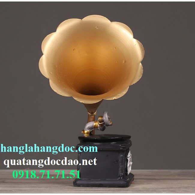 Mô hình máy phát nhạc loa kèn đĩa than cổ điển , trang trí vintage, retro độc đáo & cá tính