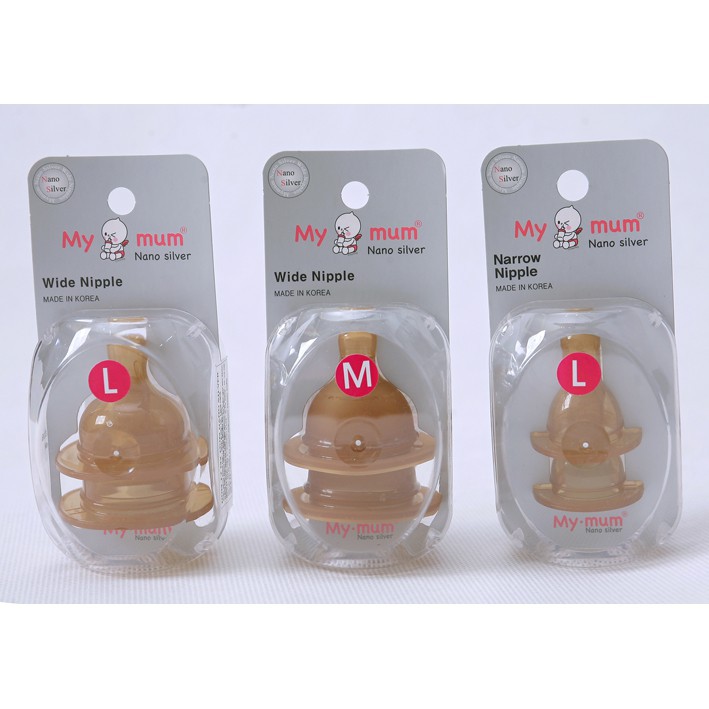 SET 2 Núm vú cổ rộng My mum Nano silver siêu mềm (nâu)