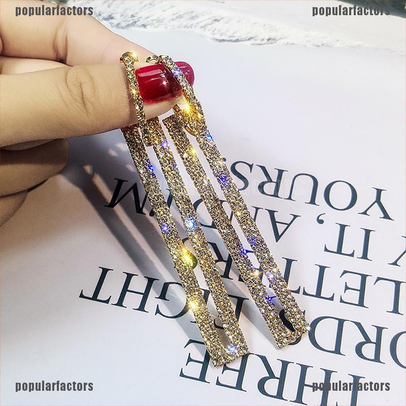 Bông Tai Hình Học Dáng Dài Đính Đá Thời Trang Dành Cho Nữ