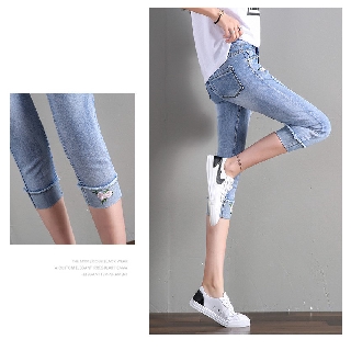 Quần jean lửng thêu hoa LS_QL008