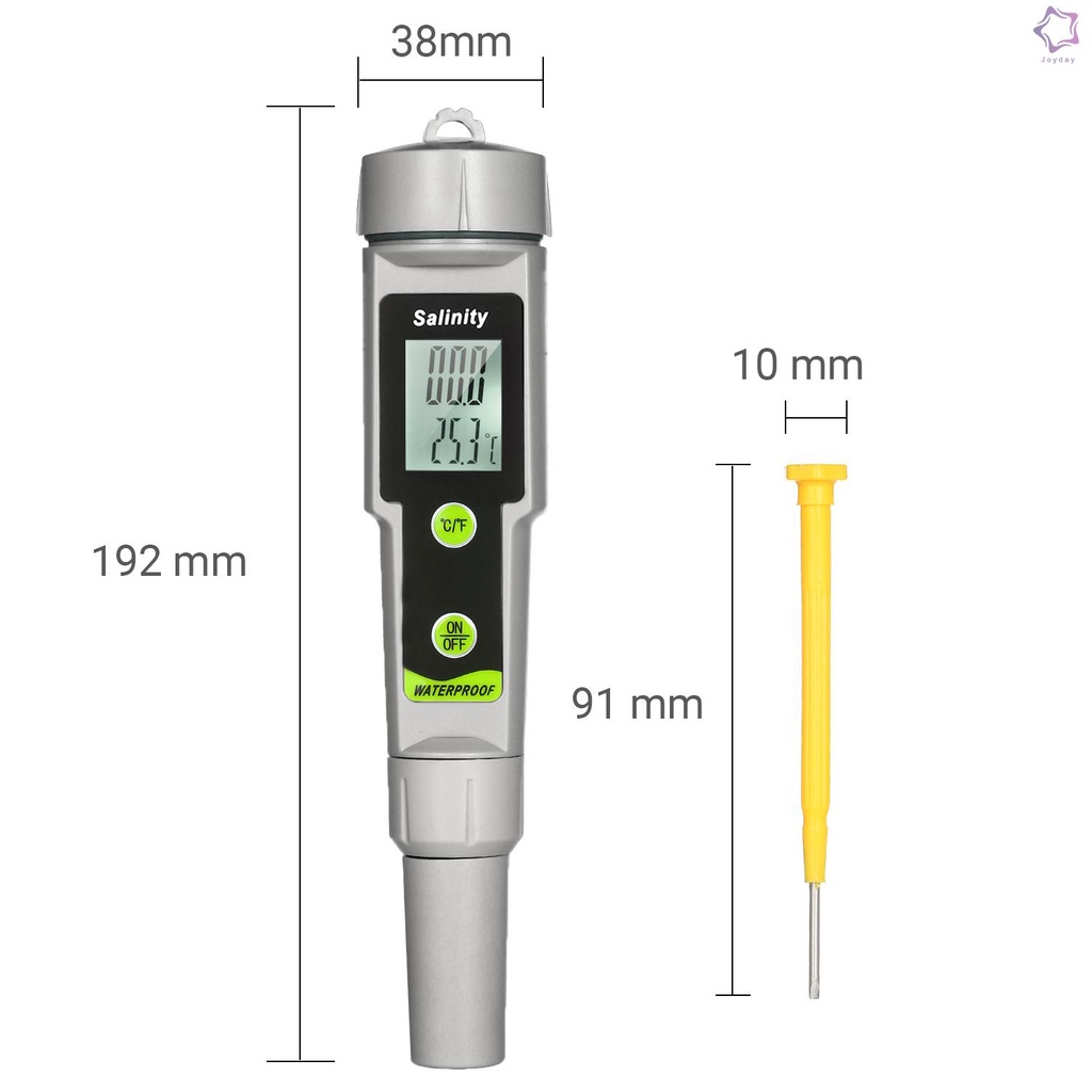 Salinometer Waterproof Salinity Test Pen 2-in-1 Salinity & Temperature Meter Portable Salinity Meter Salimeter Pen Type Salinograph 0~199.9ppt Range -50~70℃ Temperature Meter ℃/℉ Conversion Beverages Drink Salt Value and Temperature Measure Gauge