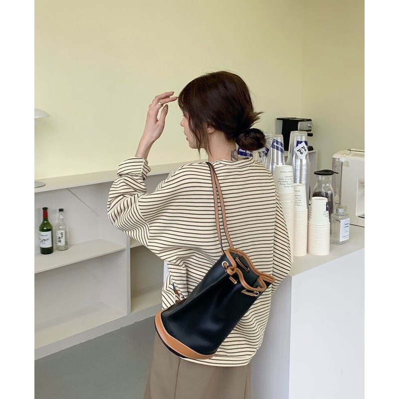 NZN Áo len dáng rộng họa tiết kẻ sọc phong cách Hàn Quốc thời trang