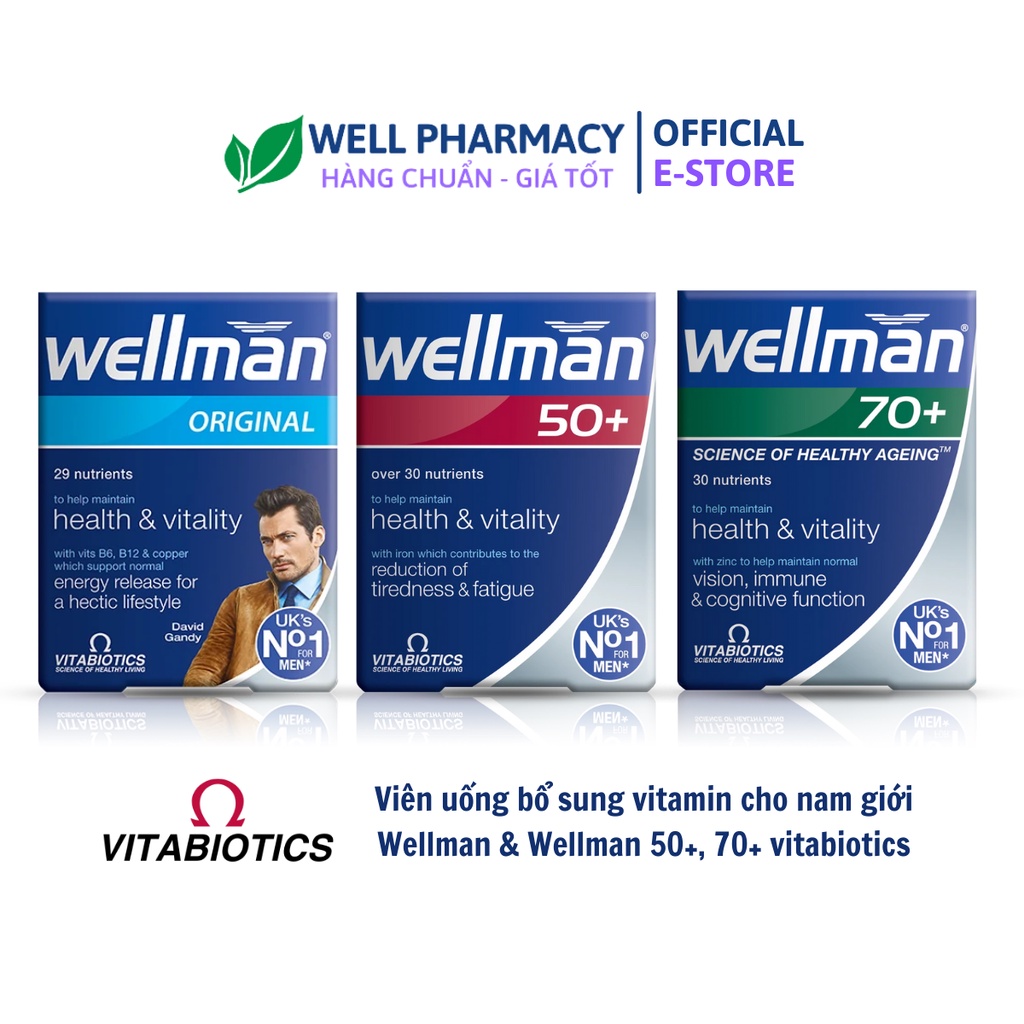 UK Viên uống Wellman Vitabiotics bổ sung năng lượng cho nam giới hộp 30 viên