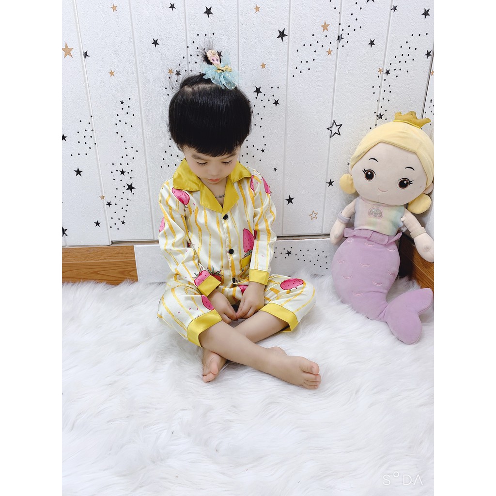 Bộ pijama hoa quả chất lụa hàn siêu đẹp cho bé trai bé gái - BPHQ