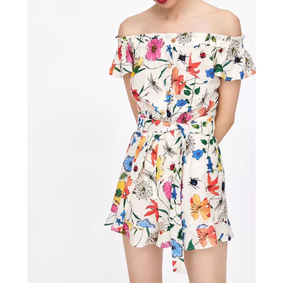 Jumpsuit Hoa bẹt vai Zara