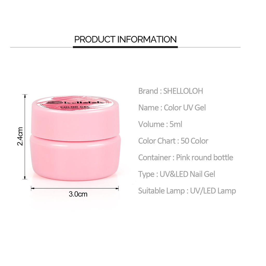[Hàng mới về] Lọ Gel Sơn Móng Tay Shelloloh Sấy Khô Bằng Đèn Uv 5ml (37-50)