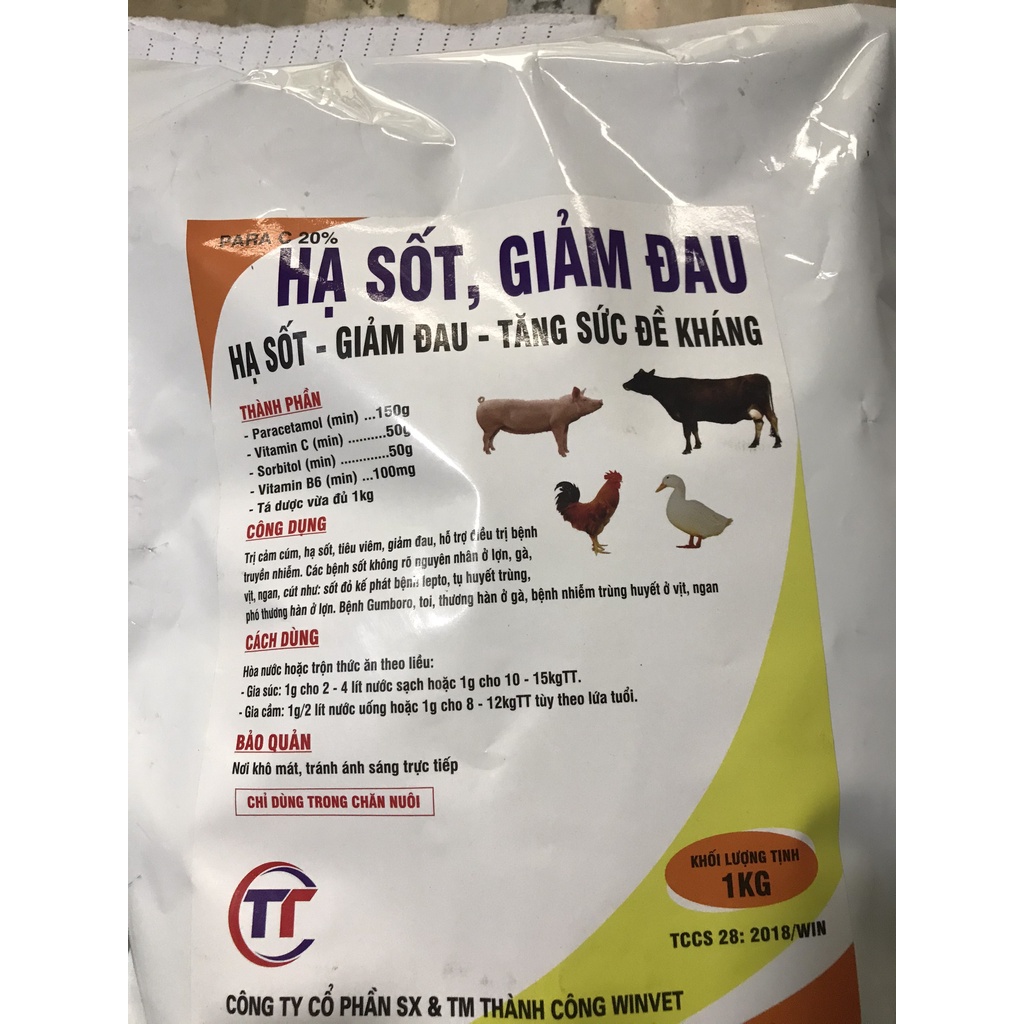 1 kg Giảm sốt, hạ nhiệt, tăng đề kháng, hỗ trợ điều trị bệnh  chó, mèo, lợn, gà, dê, chim,...
