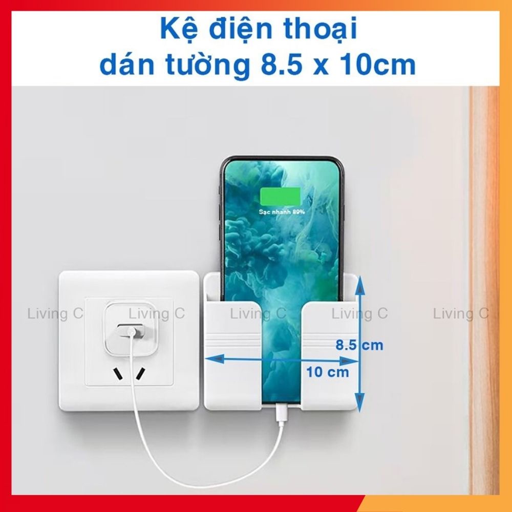 Giá Dán Tường Để Điện Thoại, Remote Điều Khiển, Ổ Cắm/ Giá Đỡ Sạc Điện Thoại Treo Tường/ Kệ Đựng Đồ Dán Tường Đa Năng