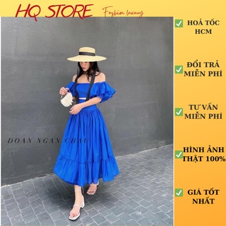 [Maxi] Set maxi đi biển tơ kiếng áo cánh tiên nhúm lưng mút ngực, chân váy nhúm eo xoè dài bèo tà - Maxi HQ store