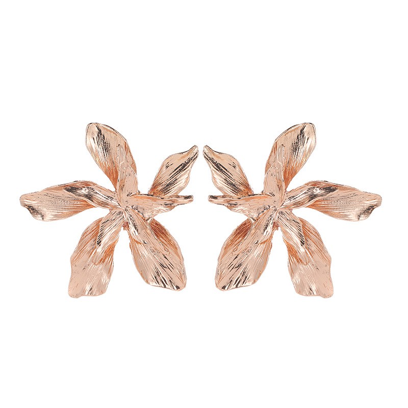 Bông tai kim loại hình bông hoa đơn giản xinh xắn