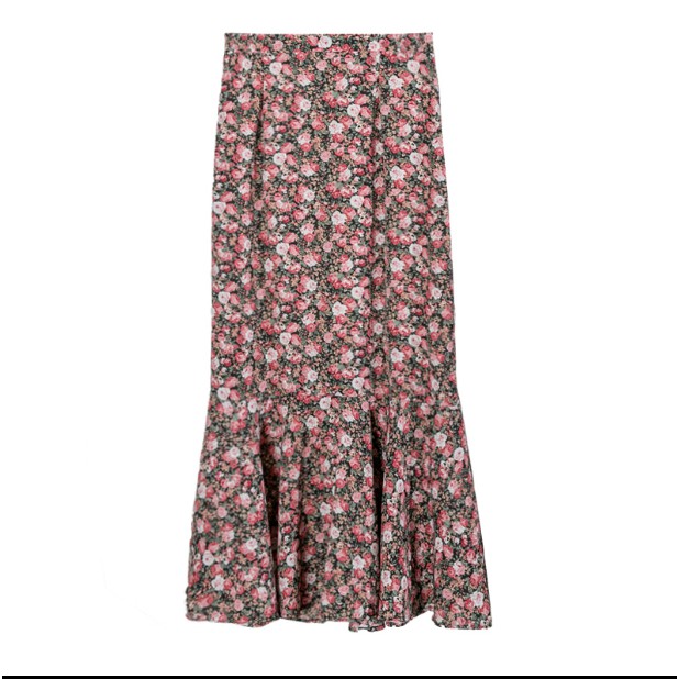 Chân váy hoa nhí công sở cạp cao hai lớp dáng dài chất đẹp | BigBuy360 - bigbuy360.vn